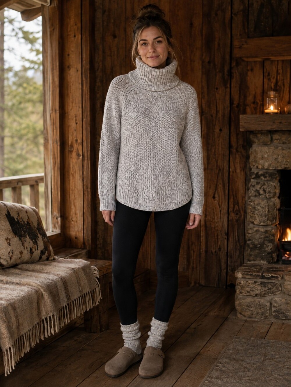 Prana Chunky Knit Turtleneck Sweater | Neutral Cozy Textured Pullover